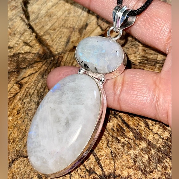 Large Rainbow Moonstone Pendant 3” - Picture 1 of 10